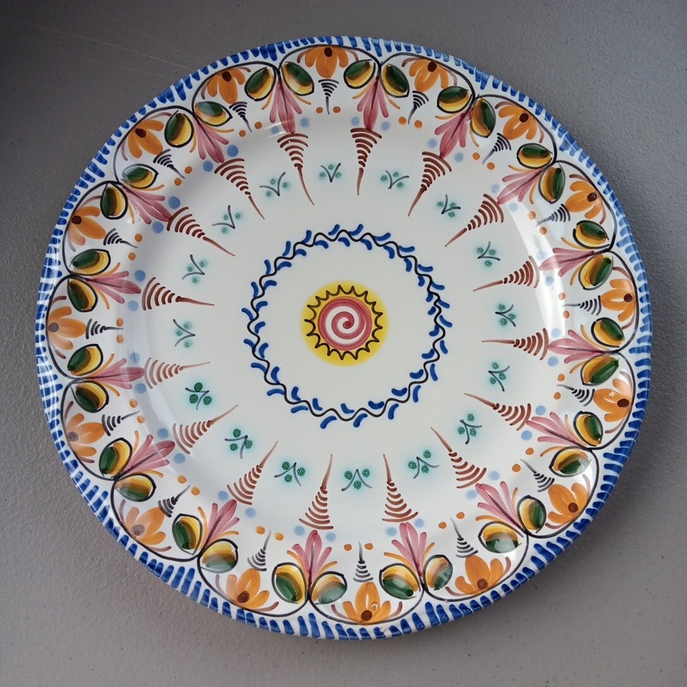 De-La-Cal-Barreira-Puente Spain Handmade Ceramic Pottery Plate Artsy Peasant VTG - Picture 1 of 7